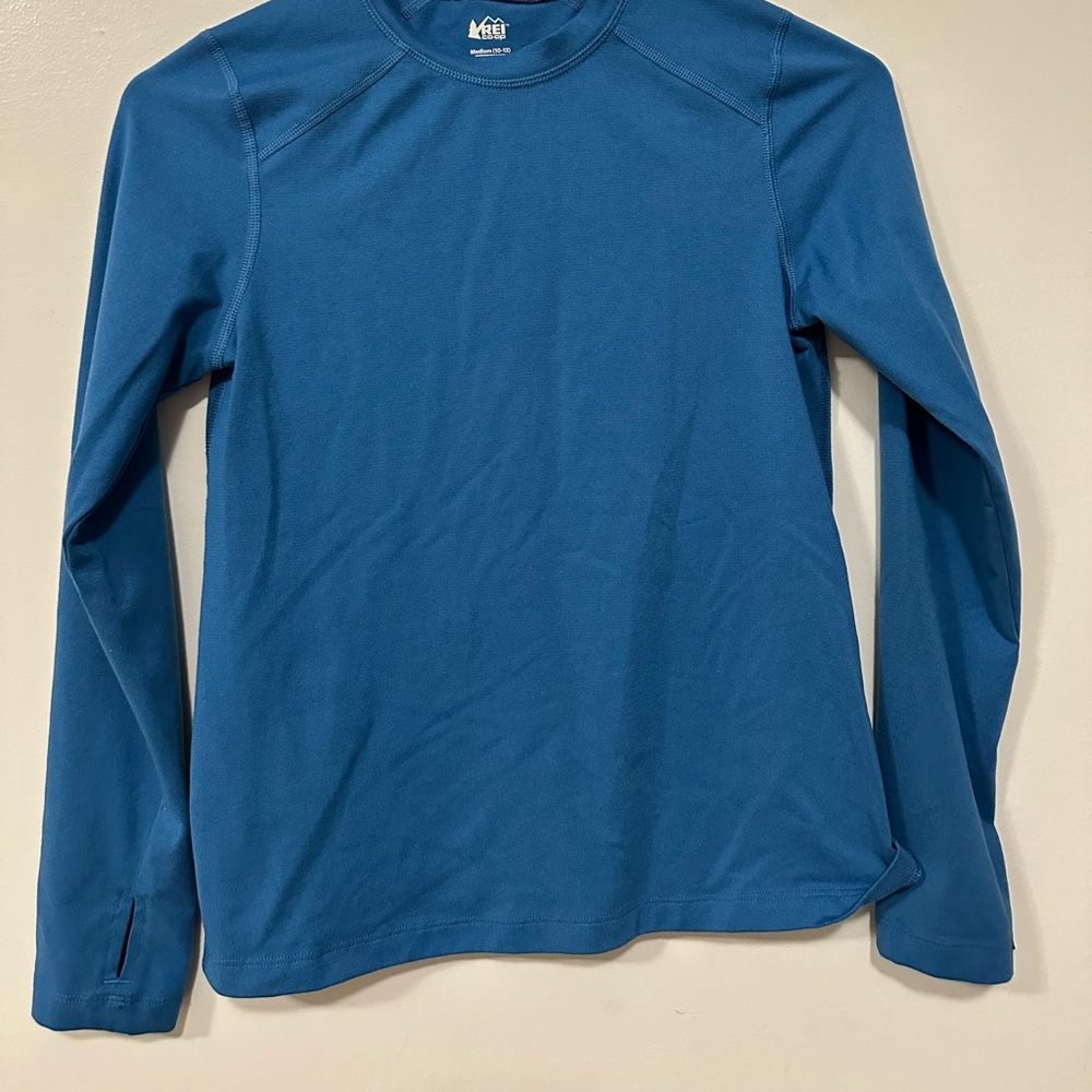 REI Boys Mid-weight Base Layer Size 10-12 long Johns Blue